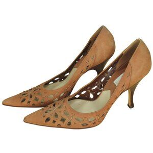 Michael Kors Made In Italy Suede Heels Womens 7 M Brown Slingback